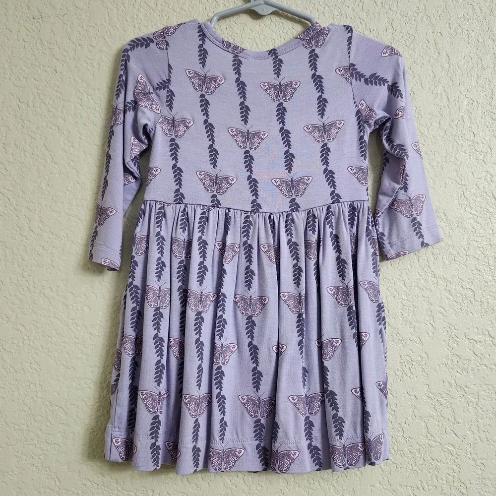 Kate Quinn Bamboo Butterfly Vine Long Sleeve Button‎ Front Pocket Dress 12-18M